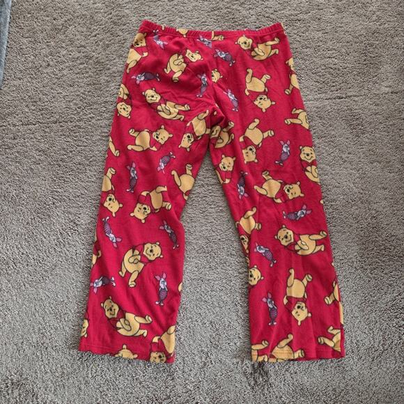Disney Winnie The Pooh Fleece Pajama Pants Womens L Piglet Elastic Lounge Y2K - Picture 4 of 8